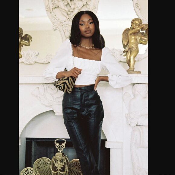 Princess Polly Encore Black Faux Leather High Rise Straight Leg Pants 6 - Picture 9 of 14